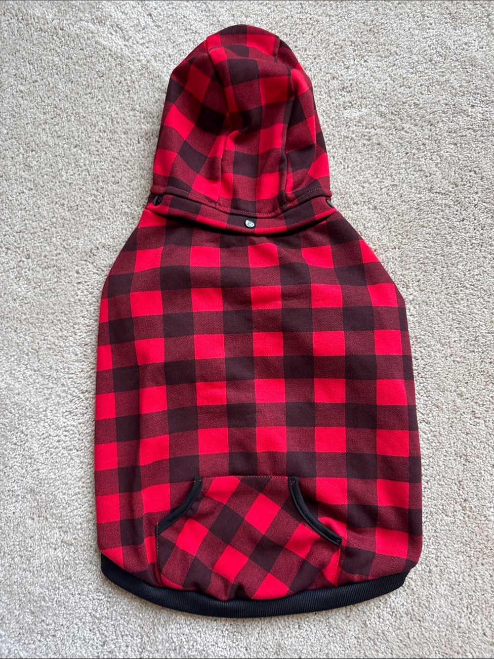 Red Buffalo Plaid Hooded snap front dog shirt - Picture 2 of 5